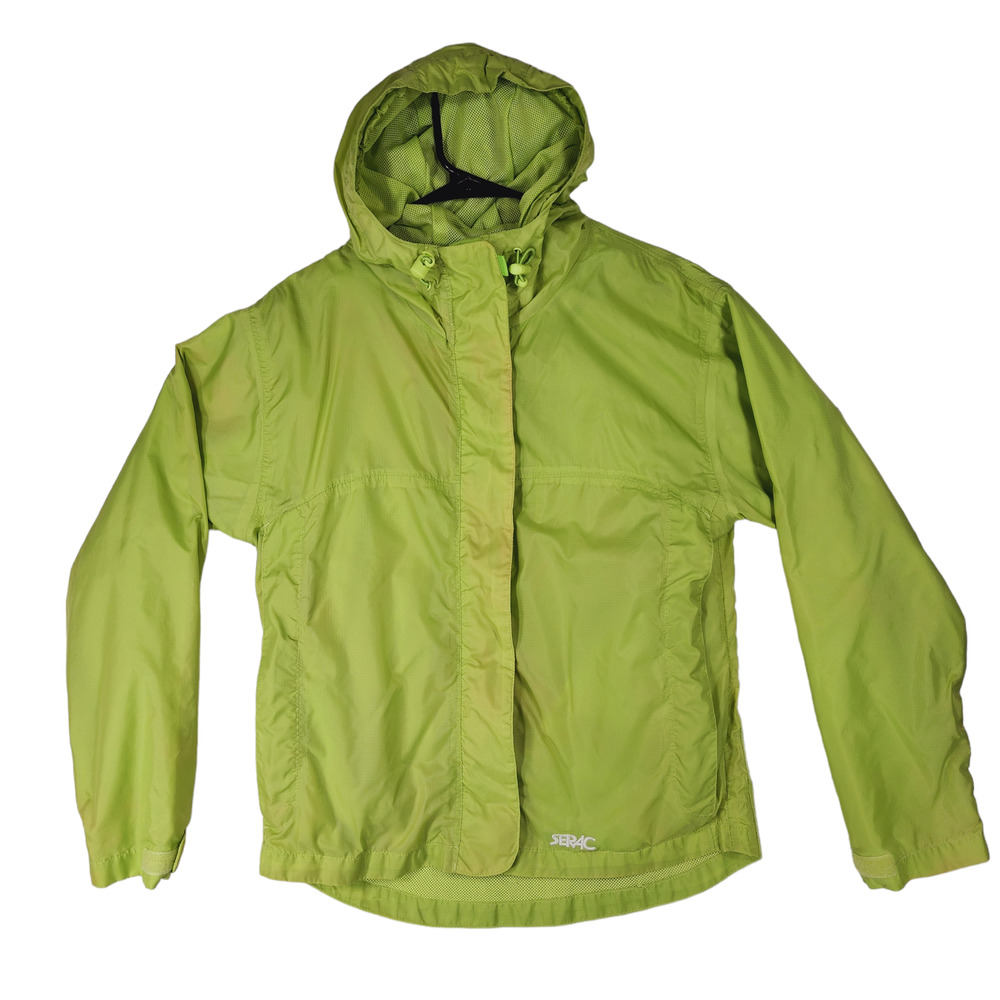 Serac Womens Windbreaker Jacket S Lime Green Adjustable Hood‎ Nylon SPOTS